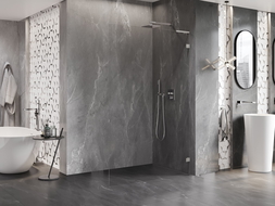 Mexen Lunar L Walk-in Shower Wall Right 80 x 200 cm, Transparent 8 mm, Brushed Nickel - 830L-080-000-97-00-P