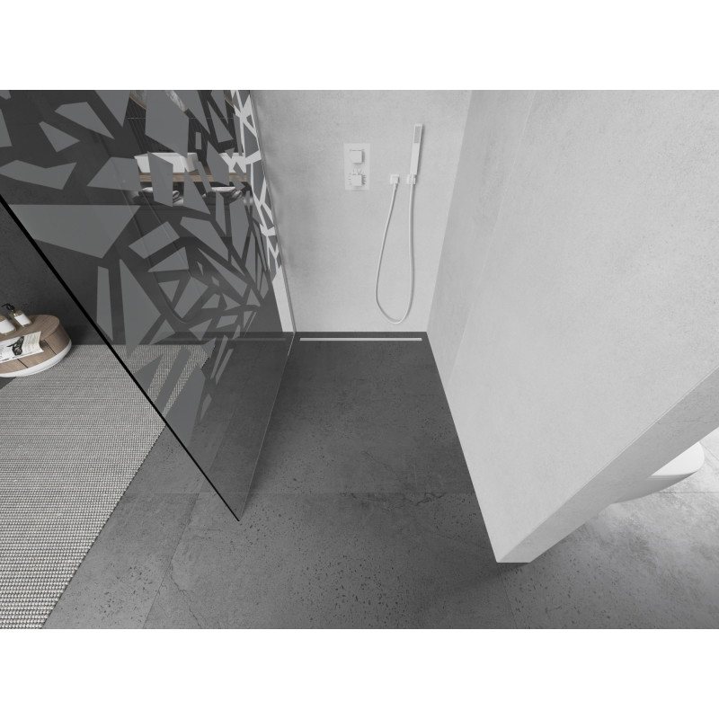 Mexen Kioto Walk-in Shower Panel 100 x 200 cm, White Pattern 8 mm, White - 800-100-101-20-85