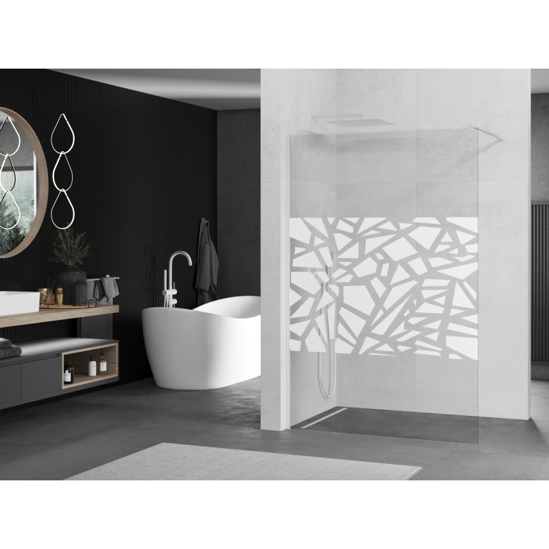 Mexen Kioto Walk-in Shower Panel 100 x 200 cm, White Pattern 8 mm, White - 800-100-101-20-85