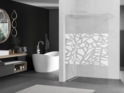 Mexen Kioto Walk-in Shower Panel 100 x 200 cm, White Pattern 8 mm, White - 800-100-101-20-85