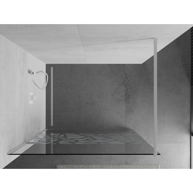 Mexen Kioto Walk-in Shower Panel 100 x 200 cm, White Pattern 8 mm, White - 800-100-101-20-85