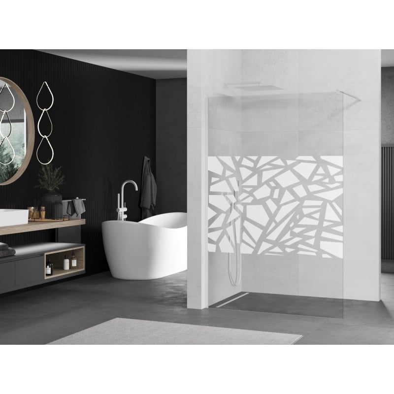 Mexen Kioto Walk-in shower wall 110 x 200 cm, white pattern 8 mm, white - 800-110-101-20-85