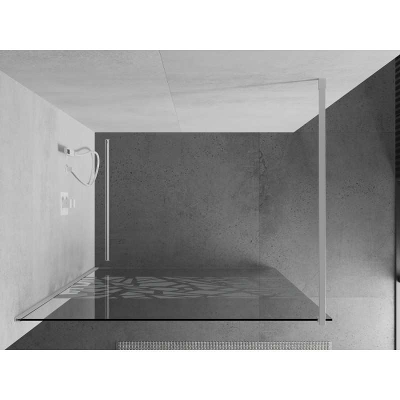 Mexen Kioto Walk-in shower wall 110 x 200 cm, white pattern 8 mm, white - 800-110-101-20-85