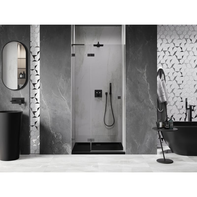 Mexen Lunar L Left Swing Shower Door 70 cm, Transparent, Gun Metal - 834L-070-000-95-00-L