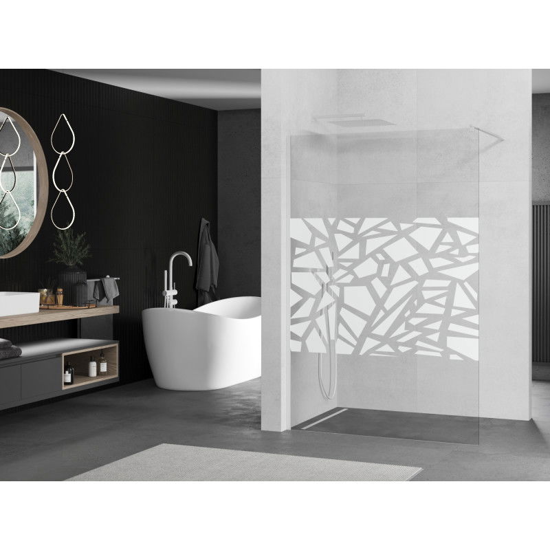 Mexen Kioto Walk-in Shower Screen 120 x 200 cm, white pattern 8 mm, white - 800-120-101-20-85