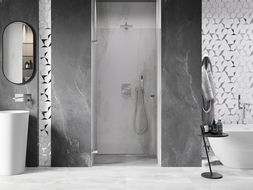 Mexen Lunar-B left hinged shower door 90 cm, transparent, chrome - 832-090-000-01-00-L