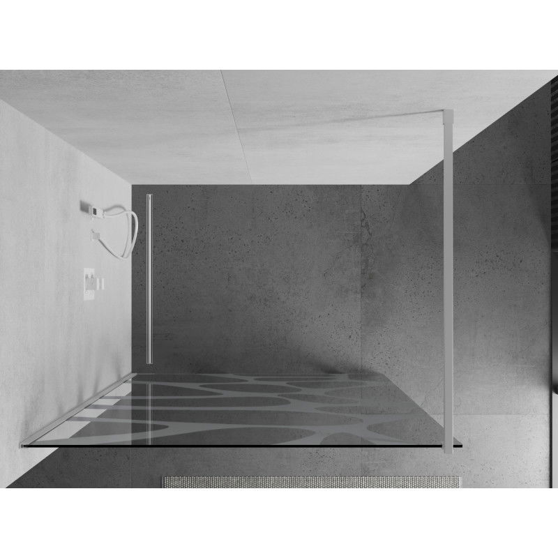 Mexen Kioto Walk-in Shower Wall 90 x 200 cm, White Wave 8 mm, White - 800-090-101-20-97