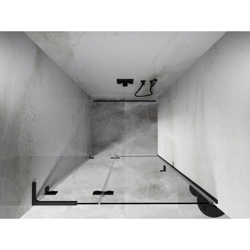 Mexen Lunar L Left Hinged Shower Door 110 cm, Transparent, Gun Metal - 834L-110-000-95-00-L