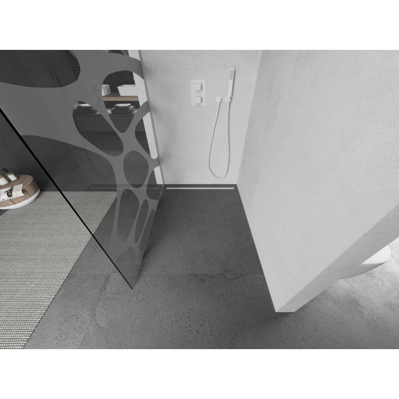 Mexen Kioto Walk-in shower wall 100 x 200 cm, white wave 8 mm, white - 800-100-101-20-97