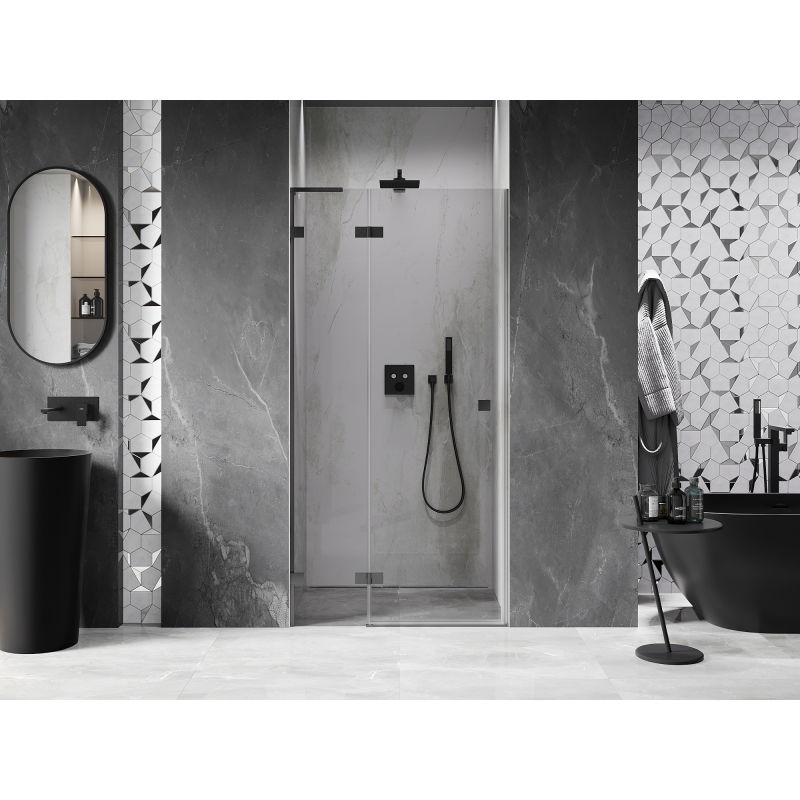 Mexen Lunar L shower door hinged left 115 cm, transparent, gun metal - 834L-115-000-95-00-L