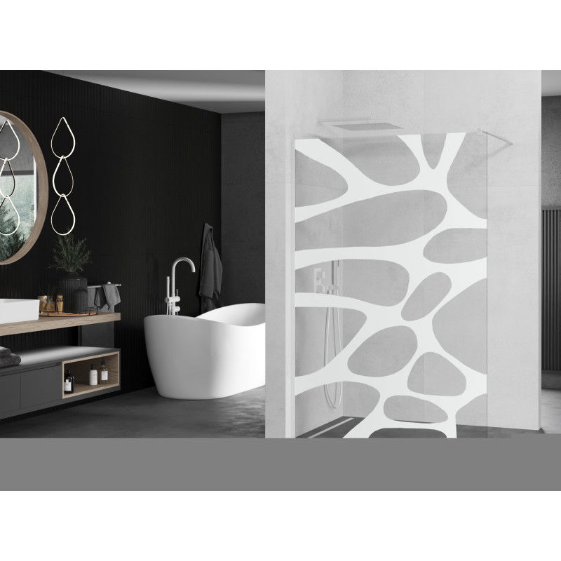 Mexen Kioto Walk-in shower wall 100 x 200 cm, white wave 8 mm, white - 800-100-101-20-97