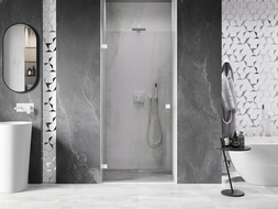 Mexen Lunar-B 60 cm Left Hinged Shower Door, Transparent, White - 832-060-000-20-00-L