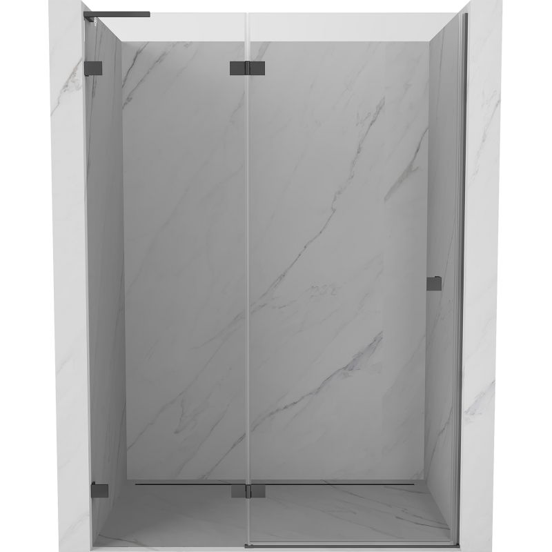 Mexen Lunar L 130 cm Left-Handed Pivot Shower Door, Transparent, Gun Metal - 834L-130-000-95-00-L