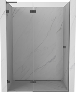 Mexen Lunar L Left Hinged Shower Door 130 cm, Transparent, Gun Metal - 834L-130-000-95-00-L