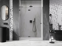 Mexen Lunar L 130 cm Left-Handed Pivot Shower Door, Transparent, Gun Metal - 834L-130-000-95-00-L