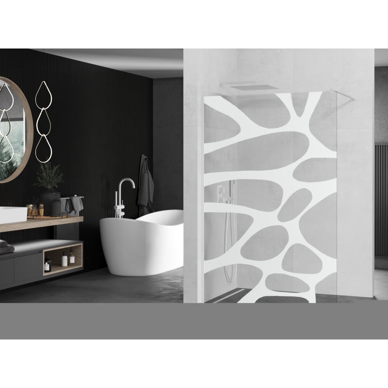 Mexen Kioto Walk-in Shower Wall 120 x 200 cm, White Wave 8 mm, White - 800-120-101-20-97