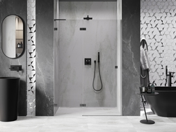 Mexen Lunar L left swing shower door 135 cm, transparent, gun metal - 834L-135-000-95-00-L
