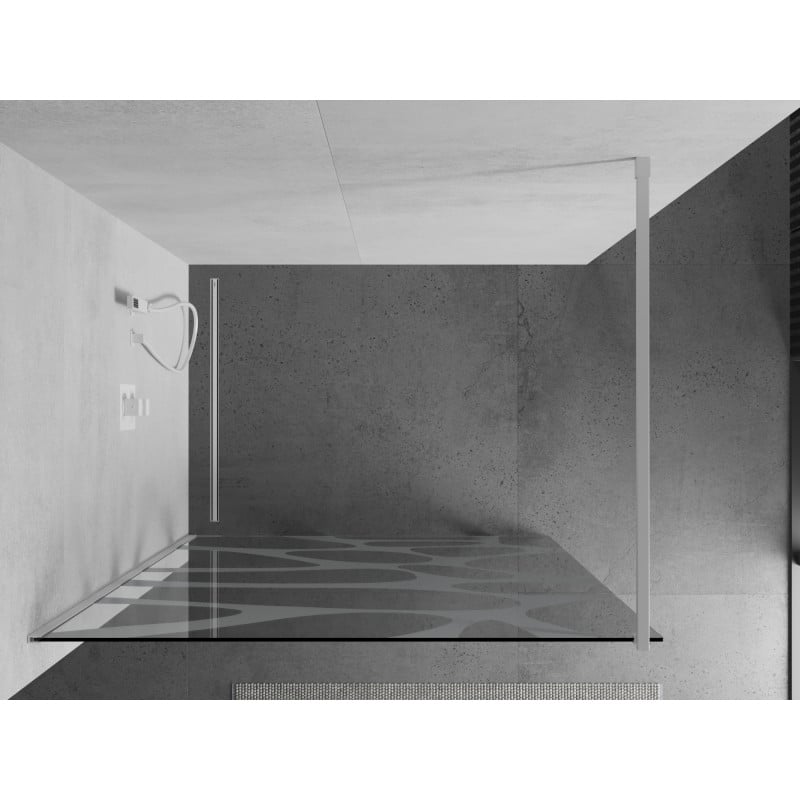 Mexen Kioto Walk-in Shower Wall 120 x 200 cm, White Wave 8 mm, White - 800-120-101-20-97