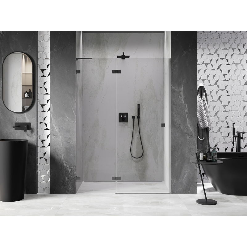 Mexen Lunar L left hinged shower door 140 cm, transparent, gun metal - 834L-140-000-95-00-L