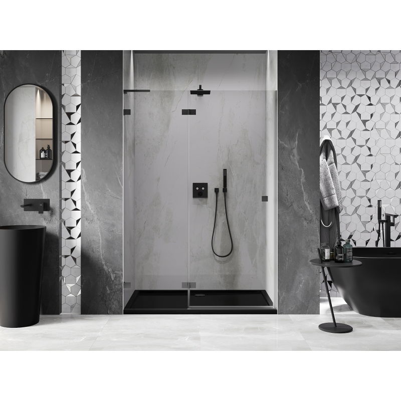 Mexen Lunar L left hinged shower door 140 cm, transparent, gun metal - 834L-140-000-95-00-L