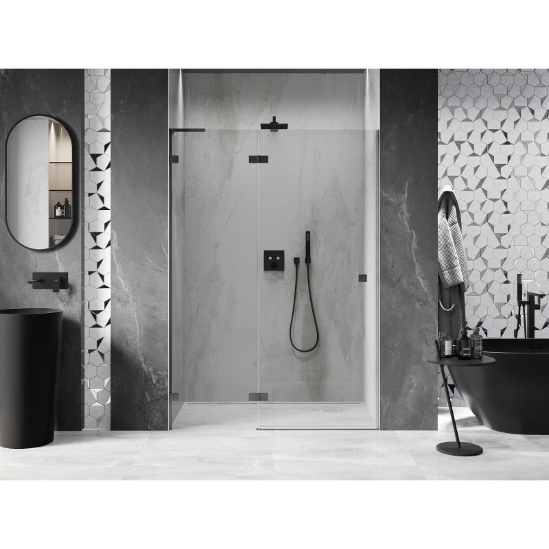 Mexen Lunar L left hinged shower door 140 cm, transparent, gun metal - 834L-140-000-95-00-L