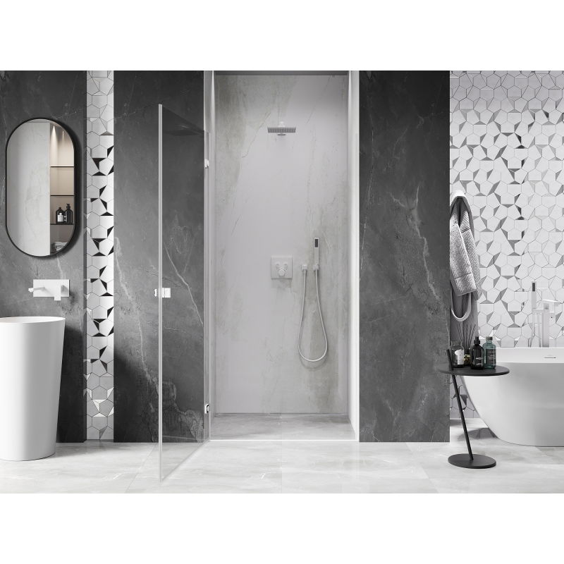 Mexen Lunar-B Left Hinged Shower Door 75 cm, Transparent, White - 832-075-000-20-00-L
