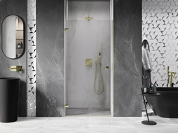 Mexen Lunar-B shower door hinged left 60 cm, transparent, gold - 832-060-000-50-00-L