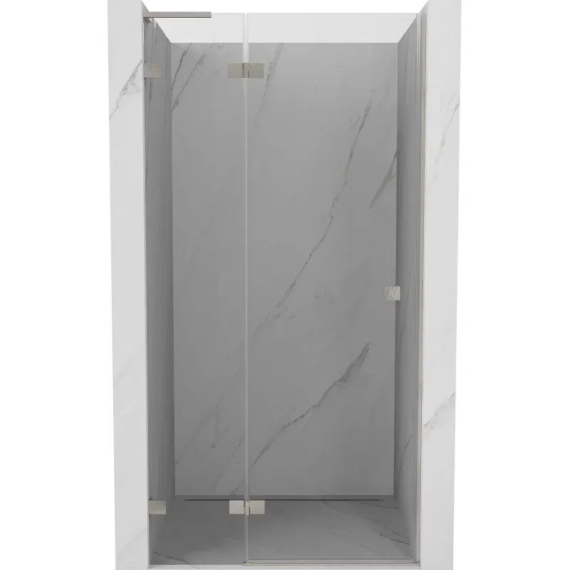 Mexen Lunar L Left-Hand Hinged Shower Door 80 cm, Transparent, Brushed Nickel - 834L-080-000-97-00-L