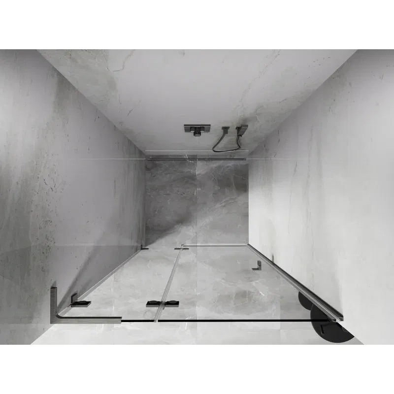 Mexen Lunar L Left-Hand Hinged Shower Door 80 cm, Transparent, Brushed Nickel - 834L-080-000-97-00-L