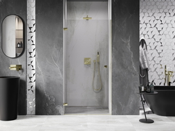 Mexen Lunar-B Left Hinged Shower Door 65 cm, Transparent, Gold - 832-065-000-50-00-L