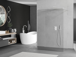 Mexen Kioto freestanding shower wall 140 x 200 cm, transparent 8 mm, white - 800-140-002-20-00