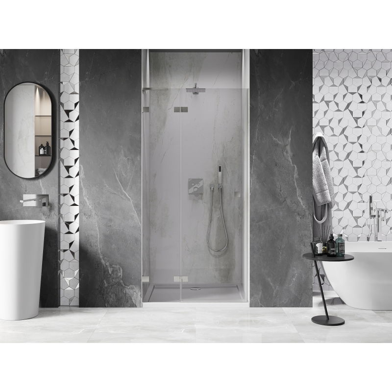 Mexen Lunar L Left-Hinged Shower Door 85 cm, Transparent, Brushed Nickel - 834L-085-000-97-00-L