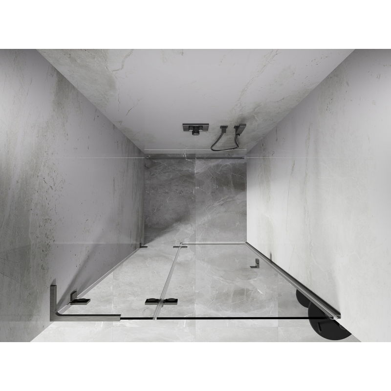 Mexen Lunar L Left-Hinged Shower Door 85 cm, Transparent, Brushed Nickel - 834L-085-000-97-00-L