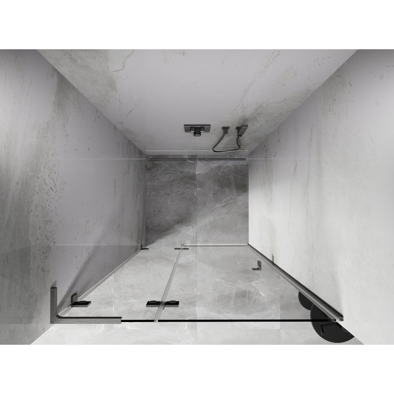 Mexen Lunar L left hinged shower door 90 cm, transparent, brushed nickel - 834L-090-000-97-00-L