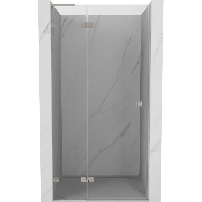 Mexen Lunar L 100 cm Left Hinged Shower Door, Transparent, Brushed Nickel - 834L-100-000-97-00-L