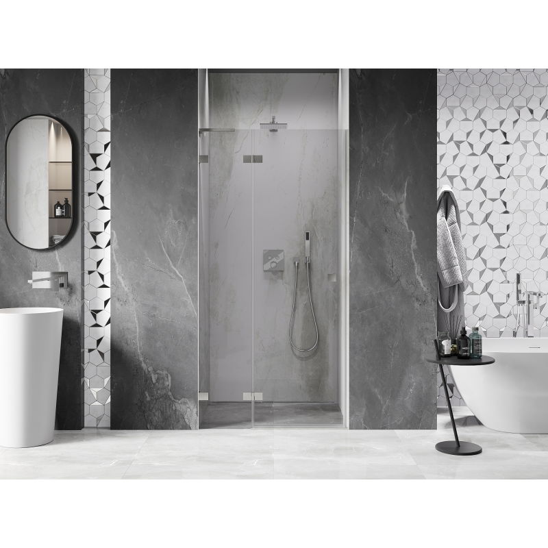 Mexen Lunar L Left Hinged Shower Door 105 cm, Transparent, Brushed Nickel - 834L-105-000-97-00-L