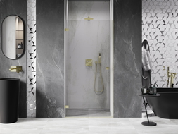 Mexen Lunar-B Shower Door Left Swing 65 cm, Transparent, Brushed Gold - 832-065-000-55-00-L