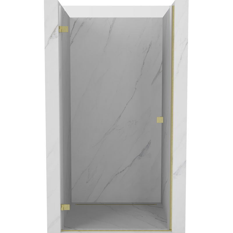 Mexen Lunar-B Left Hinged Shower Door 90 cm, Transparent, Brushed Gold - 832-090-000-55-00-L