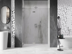 Mexen Lunar L shower door pivot left 130 cm, transparent, brushed nickel - 834L-130-000-97-00-L