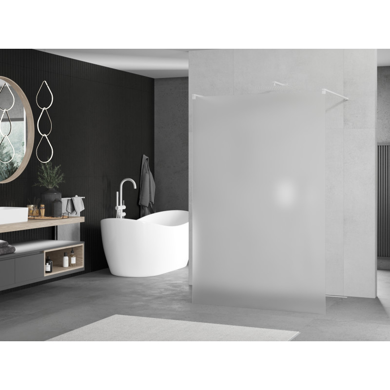 Mexen Kioto Freestanding shower screen 110 x 200 cm, frost 8 mm, white - 800-110-002-20-30