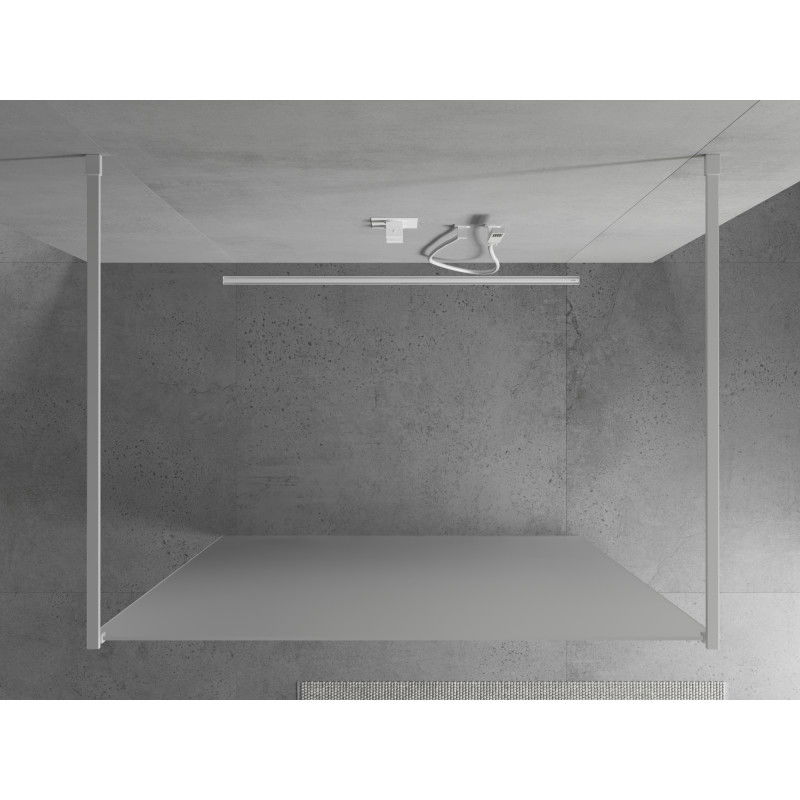 Mexen Kioto Free-standing Shower Wall 110 x 200 cm, Frosted 8 mm, White - 800-110-002-20-30