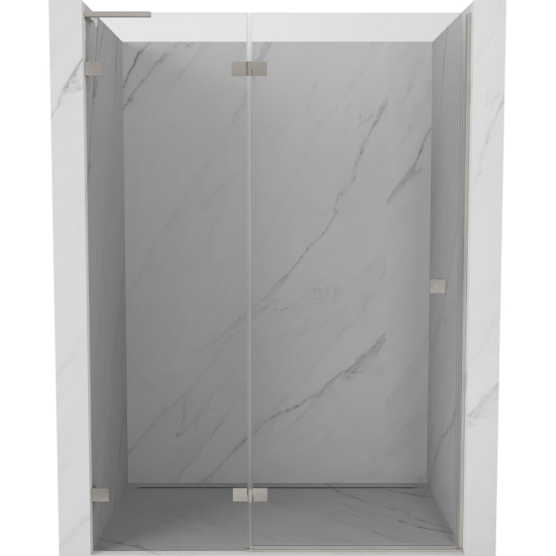 Mexen Lunar L - Left Hinged Shower Door 135 cm, Transparent, Brushed Nickel - 834L-135-000-97-00-L