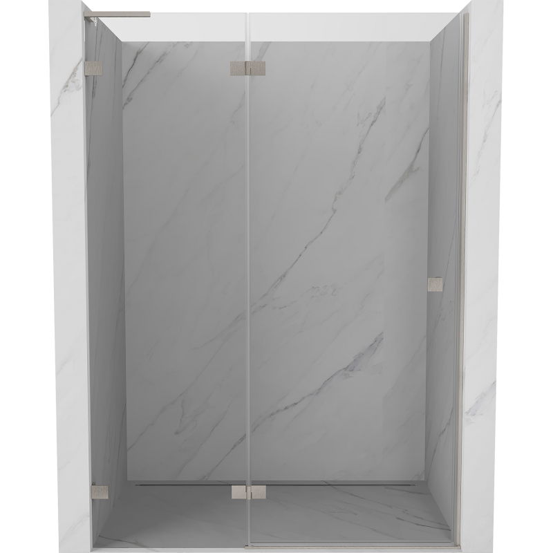 Mexen Lunar L Left-Hand Swinging Shower Door 140 cm, Transparent, Brushed Nickel - 834L-140-000-97-00-L