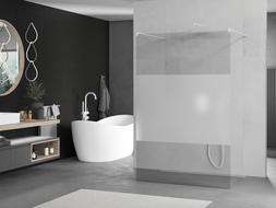 Mexen Kioto freestanding shower wall 100 x 200 cm, transparent/frosted 8 mm, white - 800-100-002-20-35