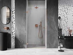 Mexen Lunar-B left hinged shower door 85 cm, transparent, brushed copper - 832-085-000-65-00-L