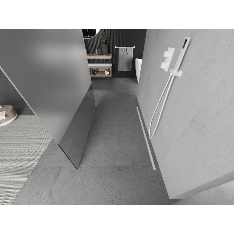 Mexen Kioto freestanding shower wall 110 x 200 cm, clear/frosted 8 mm, white - 800-110-002-20-35