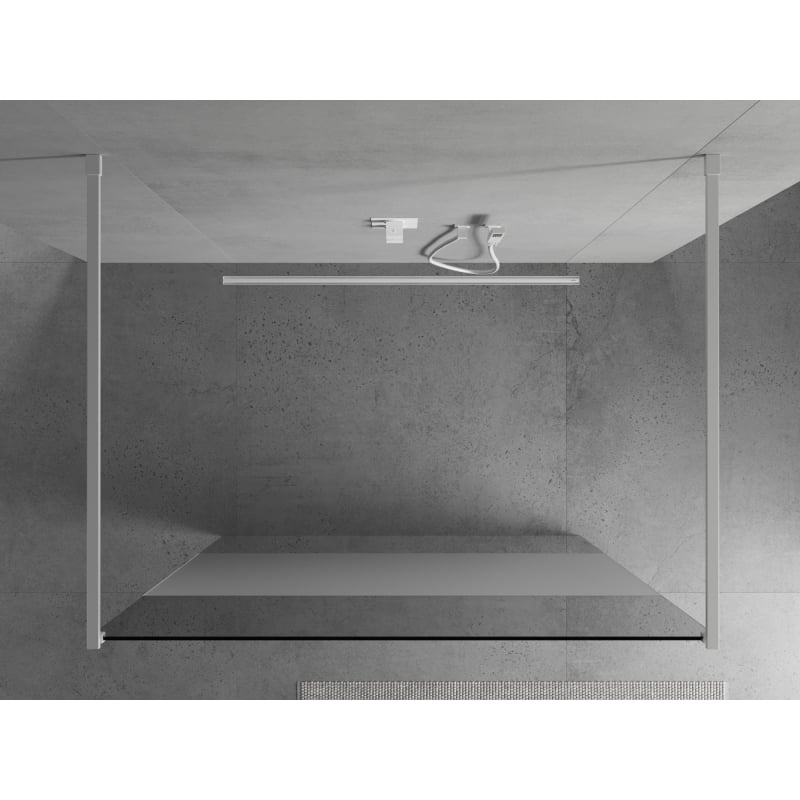 Mexen Kioto standalone shower wall 110 x 200 cm, transparent/frosted 8 mm, white - 800-110-002-20-35