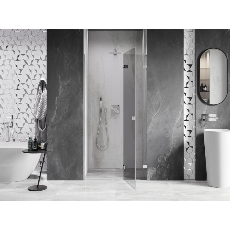 Mexen Lunar L right-hand hinged shower door 85 cm, transparent, chrome - 834L-085-000-01-00-P