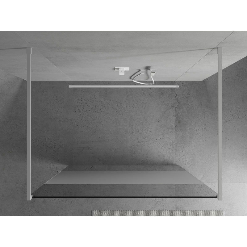Mexen Kioto freestanding shower wall 140 x 200 cm, transparent/frosted 8 mm, white - 800-140-002-20-35