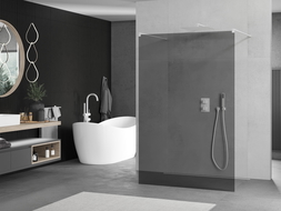 Mexen Kioto freestanding shower wall 100 x 200 cm, graphite 8 mm, white - 800-100-002-20-40